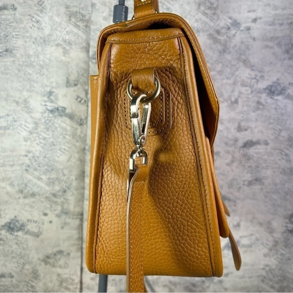 GiGi New York Hayden Saddle Satchel Pebbled Leather Crossbody Bag Brown